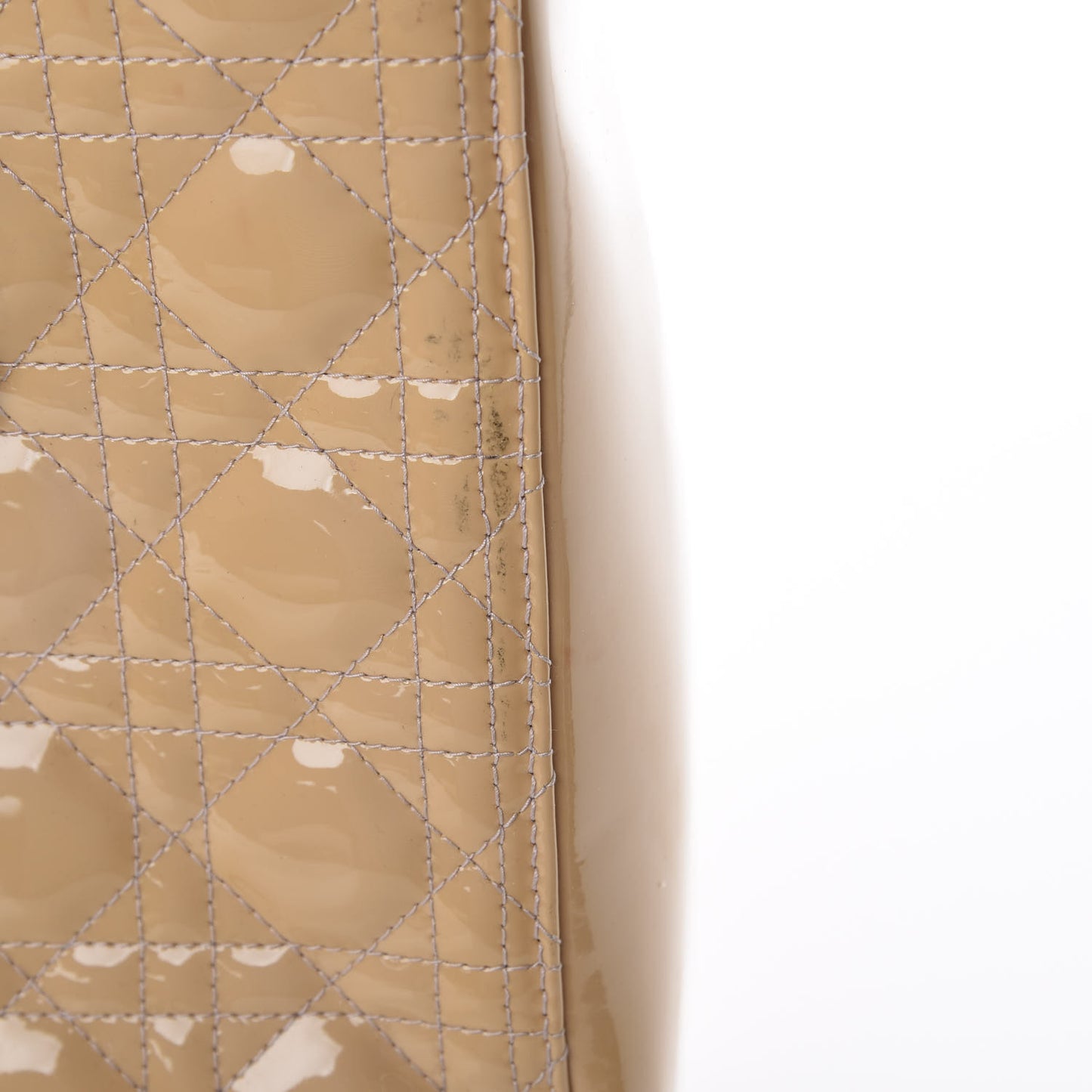 Patent Cannage Large Lady Dior Beige
