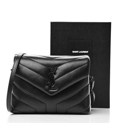 Saint Laurent Calfskin Y Quilted Monogram Toy Loulou Crossbody Bag Black 11 of 11