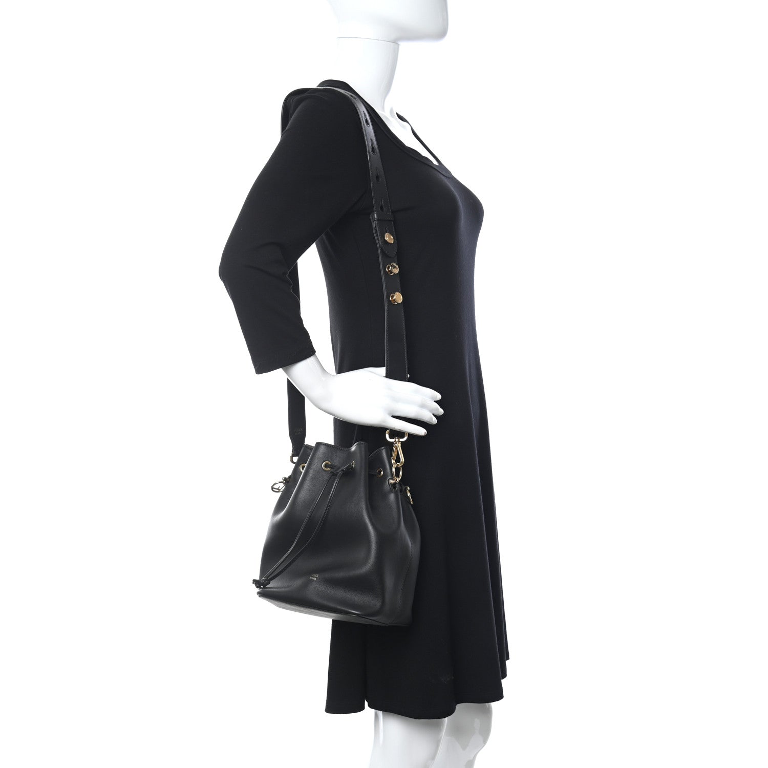 Fendi Vitello Grace Matte F is Fendi Grande Mon Tresor Bucket Bag Black 3 of 13
