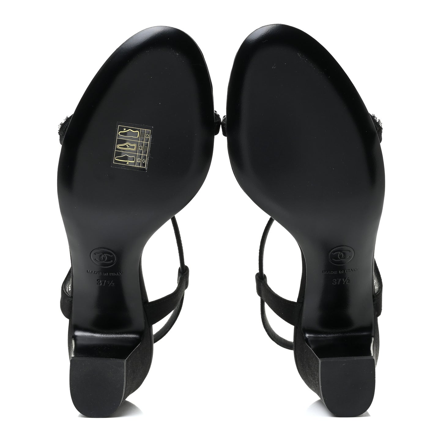 Satin Crystal CC Star Sandals 37.5 Black