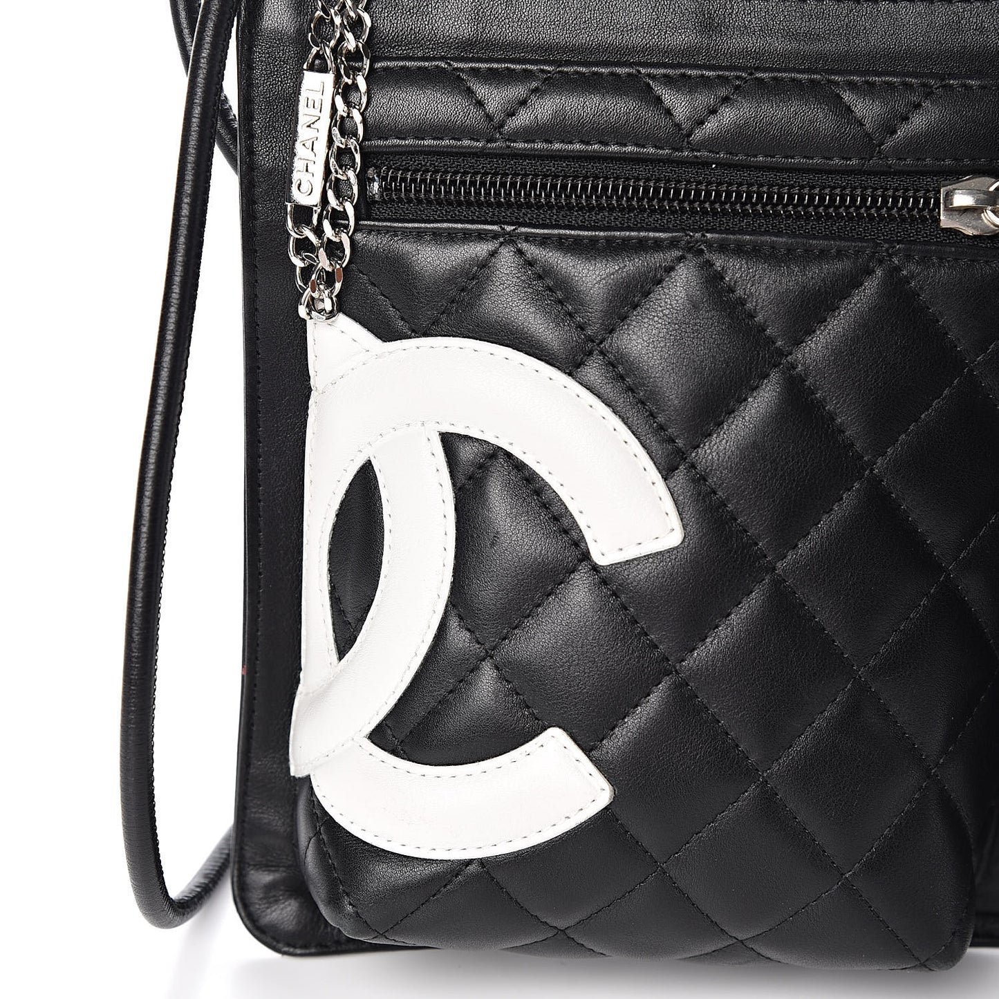 Calfskin Quilted Cambon Multipocket Shoulder Bag Black