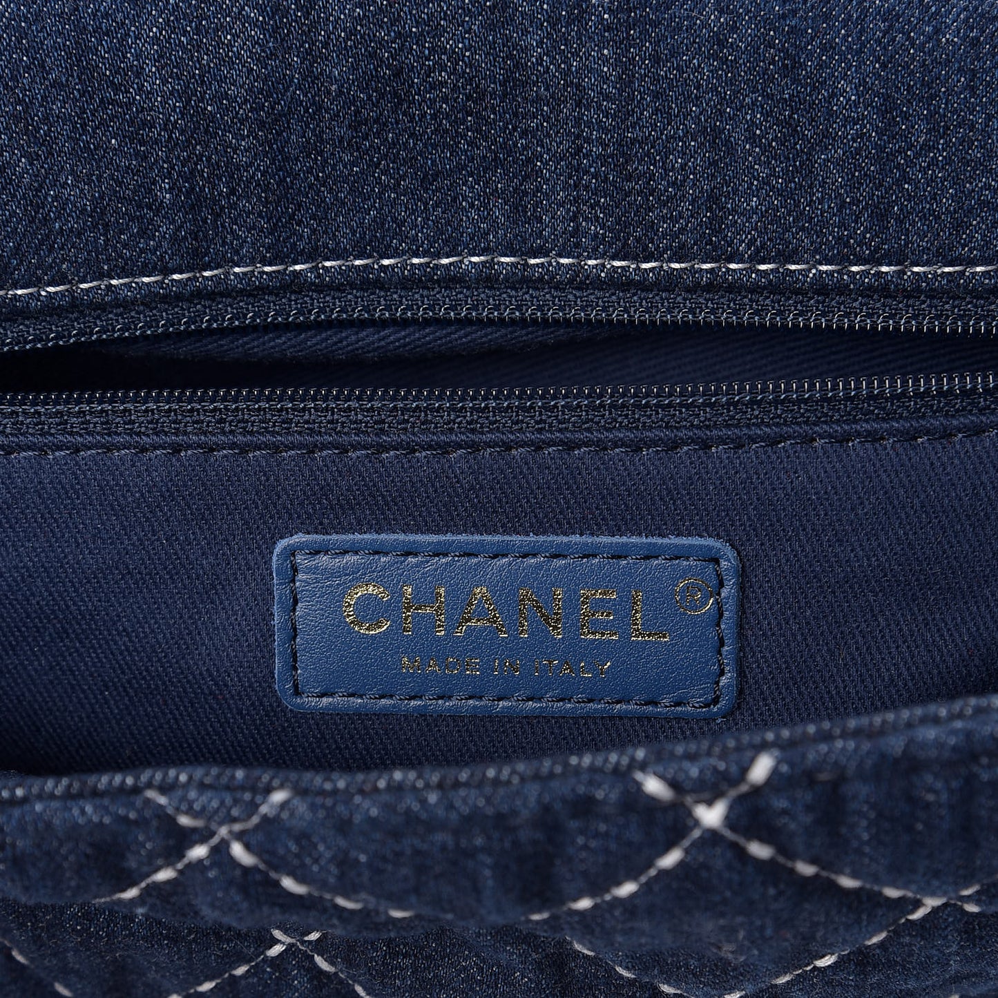 Denim Quilted Medium Denim Trip Single Flap Blue