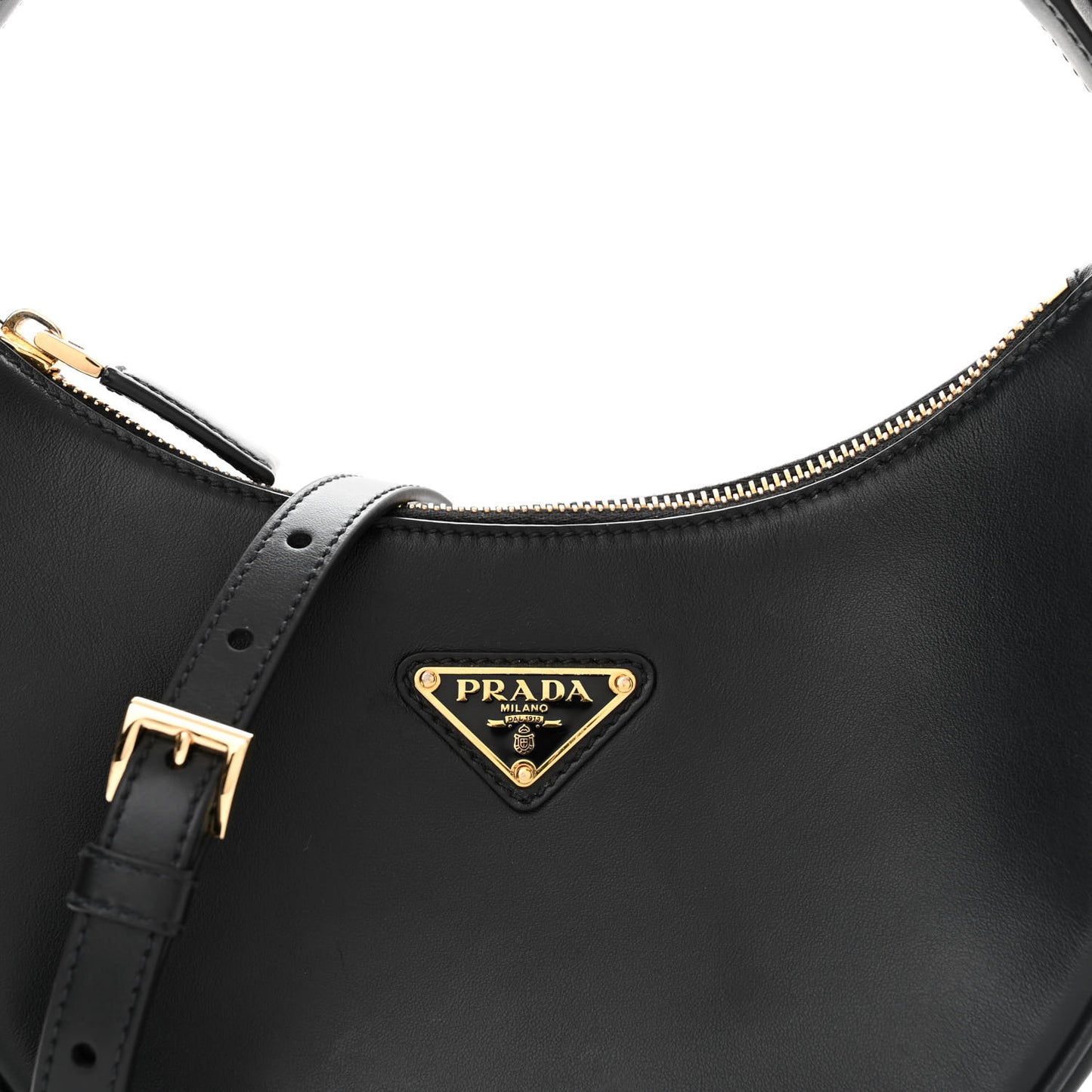 Soft Calfskin Arque Shoulder Bag Black