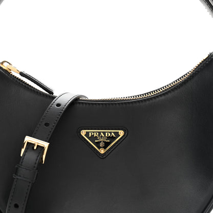 Prada Soft Calfskin Arque Shoulder Bag Black 7 of 11