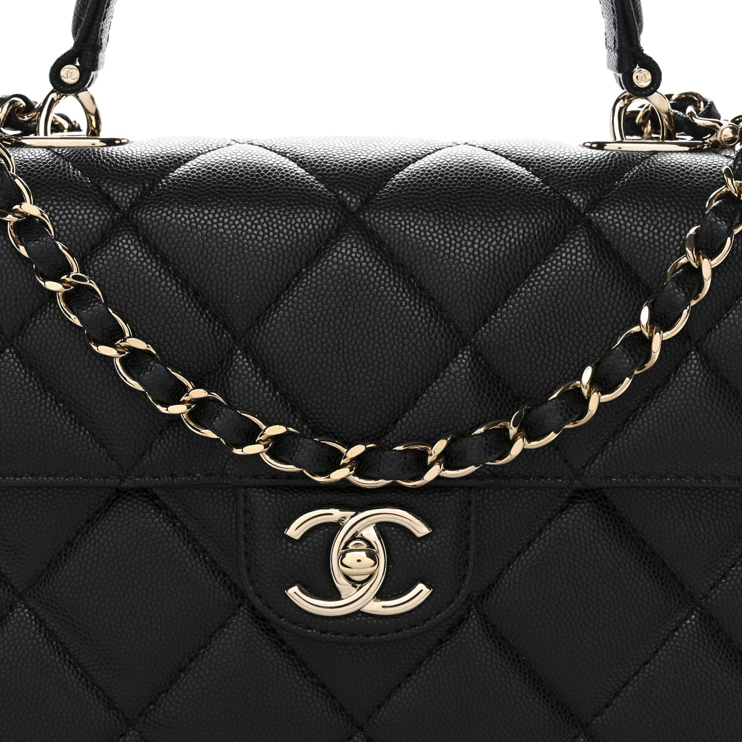 Caviar Quilted Medium Retro Twist Top Handle Flap Black
