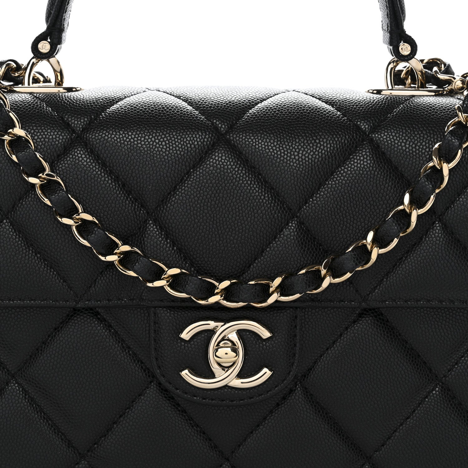 Chanel Caviar Quilted Medium Retro Twist Top Handle Flap Black 8 of 14