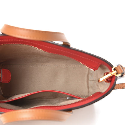 MCM Visetos Embroidered Patch Mini Anya Travel Top Zip Shopper Tote Cognac 5 of 9