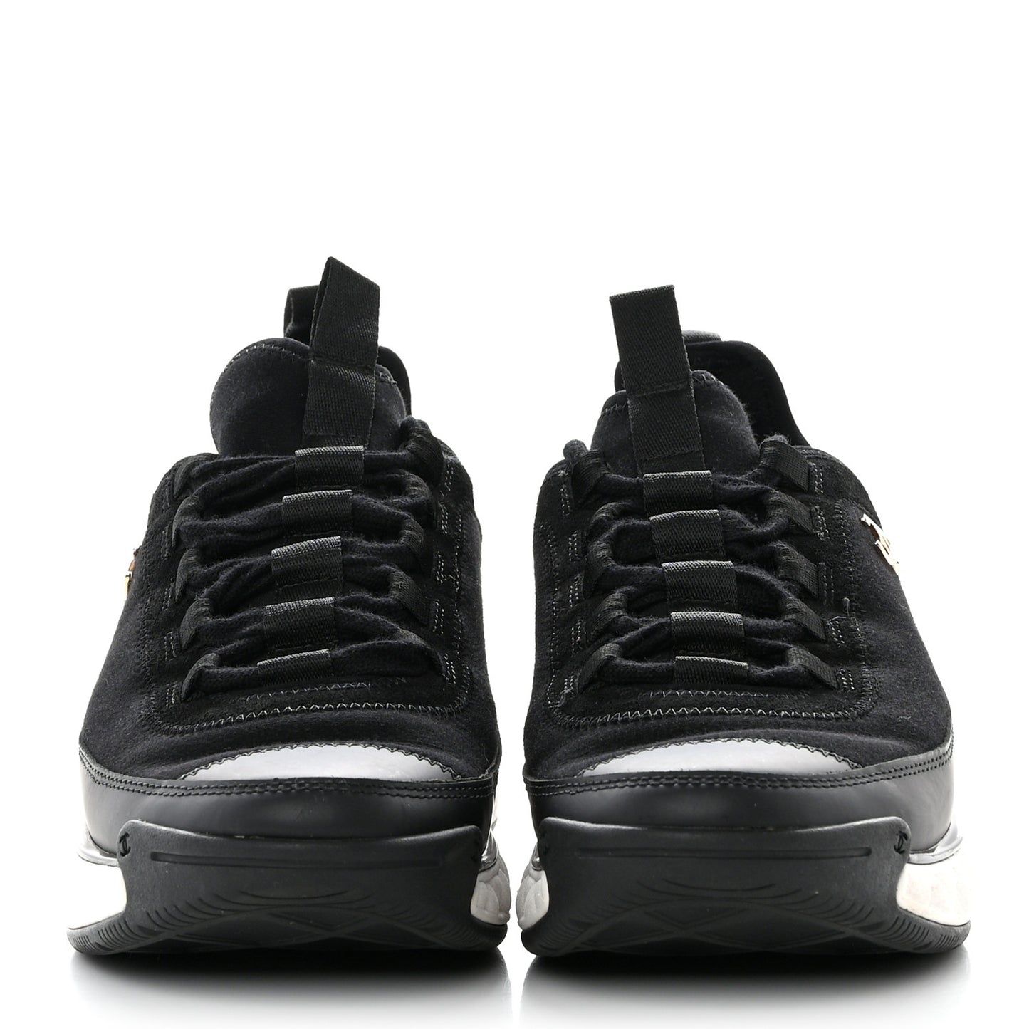 Velvet Calfskin Mixed Fibers CC Sneakers 36.5 Black