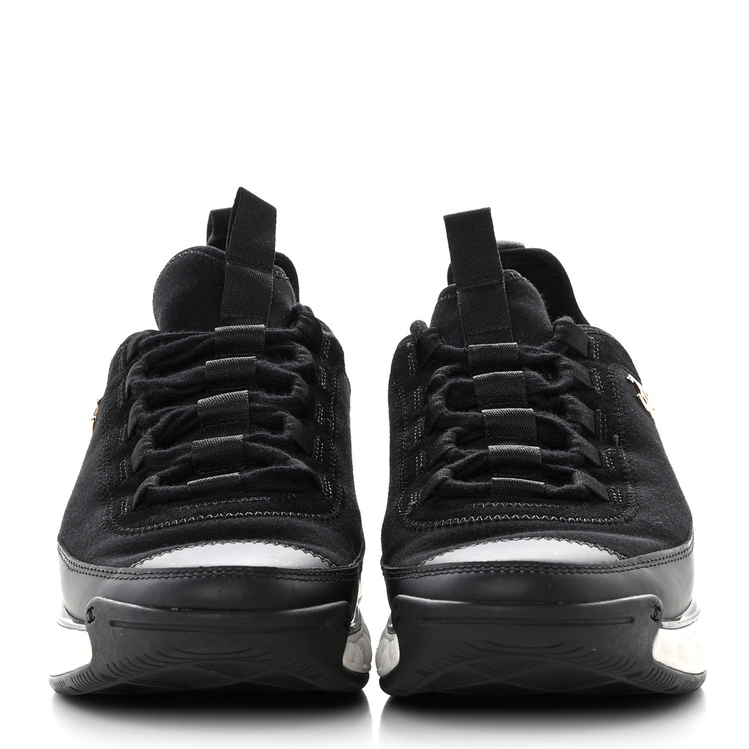 Chanel Velvet Calfskin Mixed Fibers CC Sneakers 36.5 Black 2 of 9