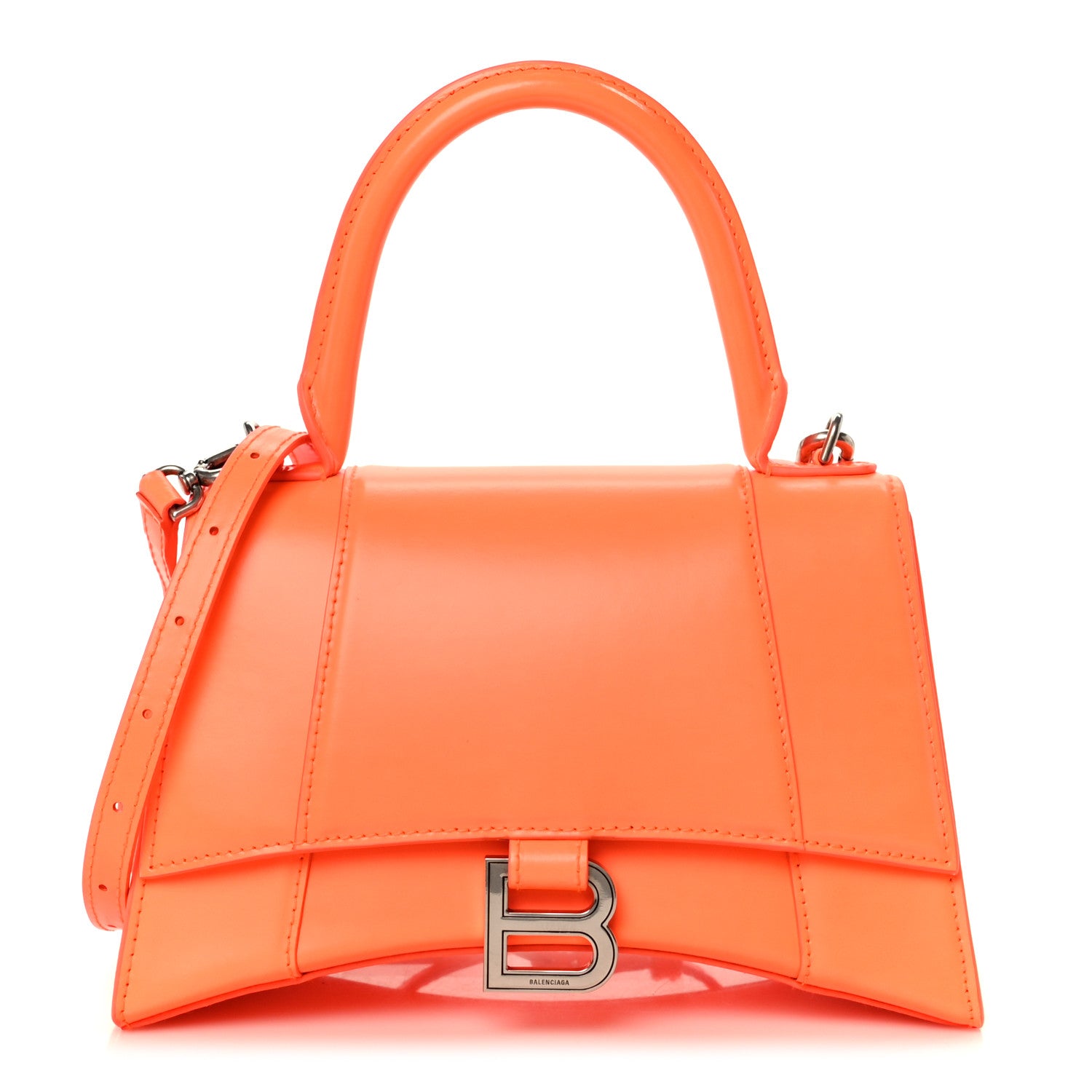 Balenciaga Shiny Box Calfskin Small Hourglass Top Handle Bag Fluo Orange 1 of 11