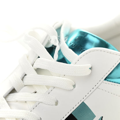 Louis Vuitton Calfskin Mens Luxembourg Sneakers 9 White Bleu 9 of 11