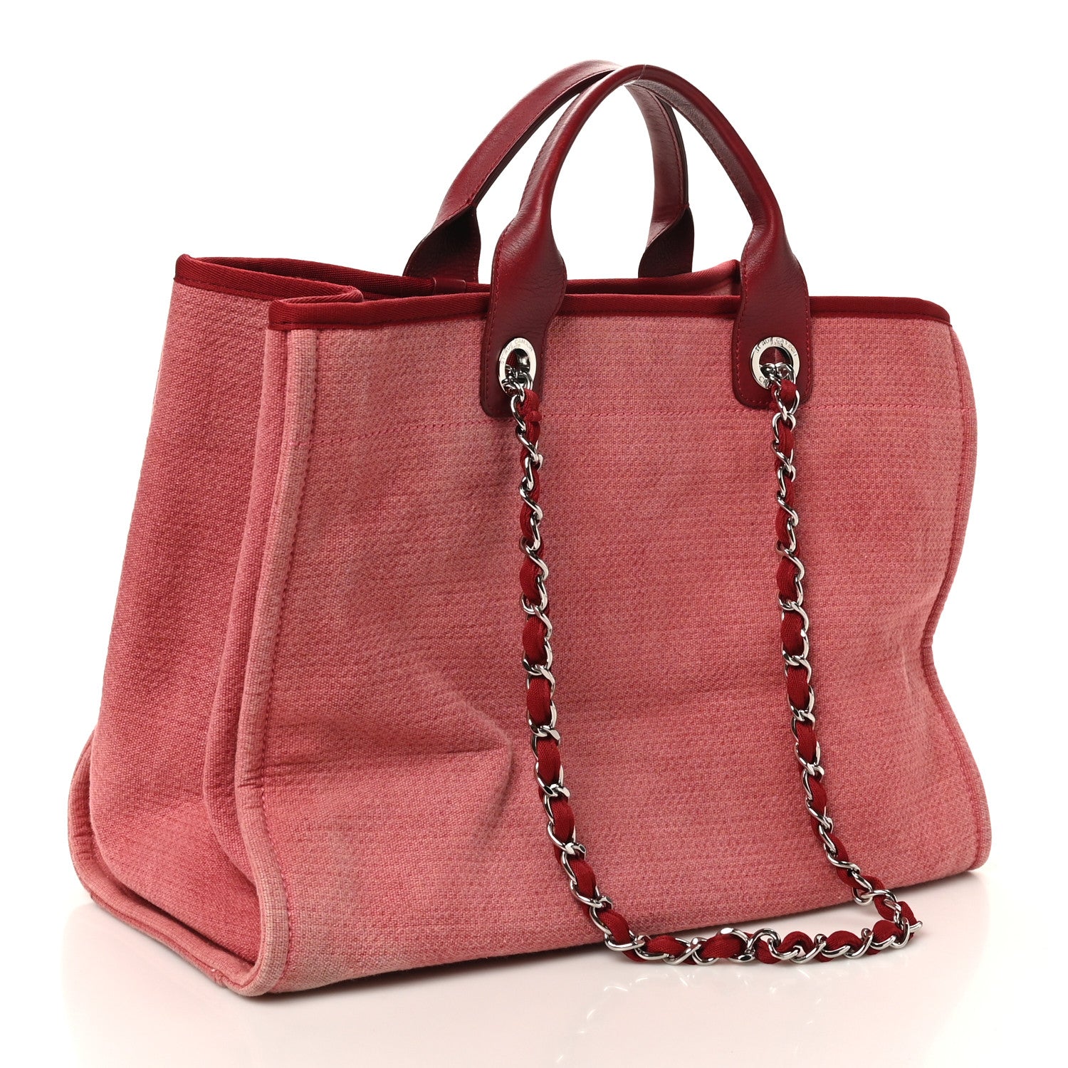 Chanel Canvas Medium Deauville Tote Red 3 of 10