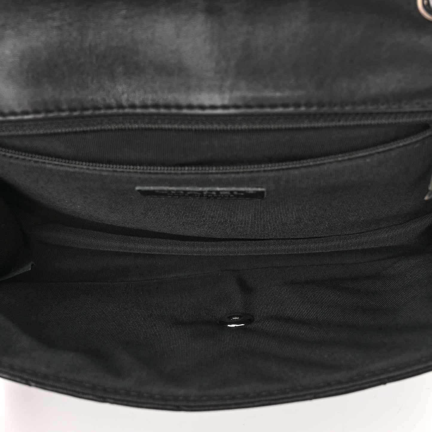 Lambskin Surpique Chevron Medium Single Flap Black