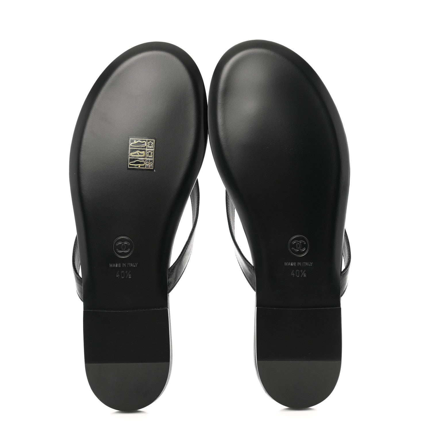 Chanel Shiny Lambskin Crystal CC Thong Sandals 40.5 Black 6 of 10