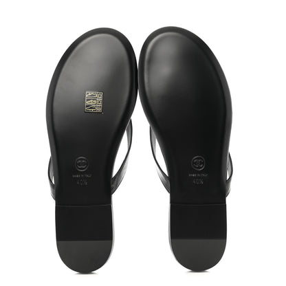 Chanel Shiny Lambskin Crystal CC Thong Sandals 40.5 Black 6 of 10