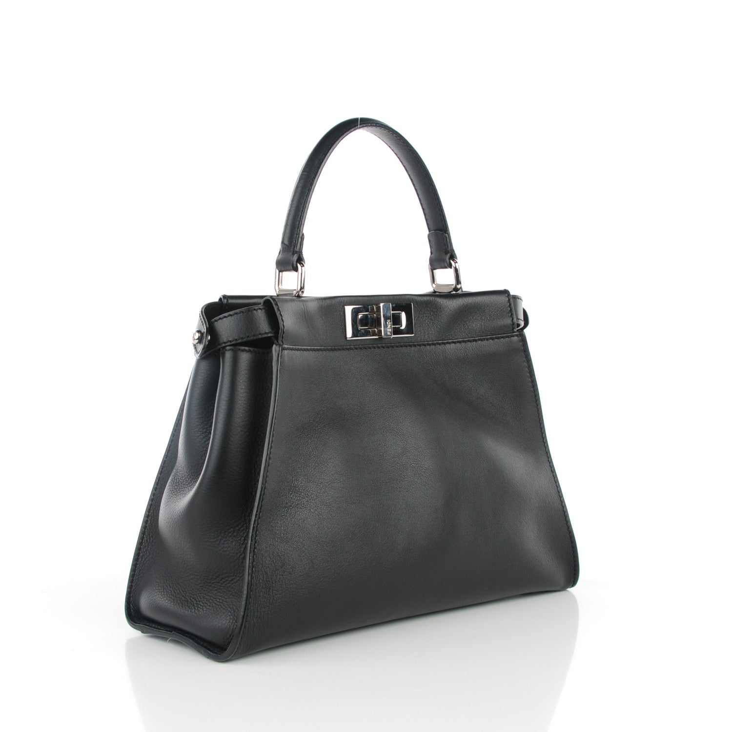 Fendi Vitello Seta Python Crocodile Monster Eyes Medium Peekaboo Iconic Satchel Black Girasole 4 of 8