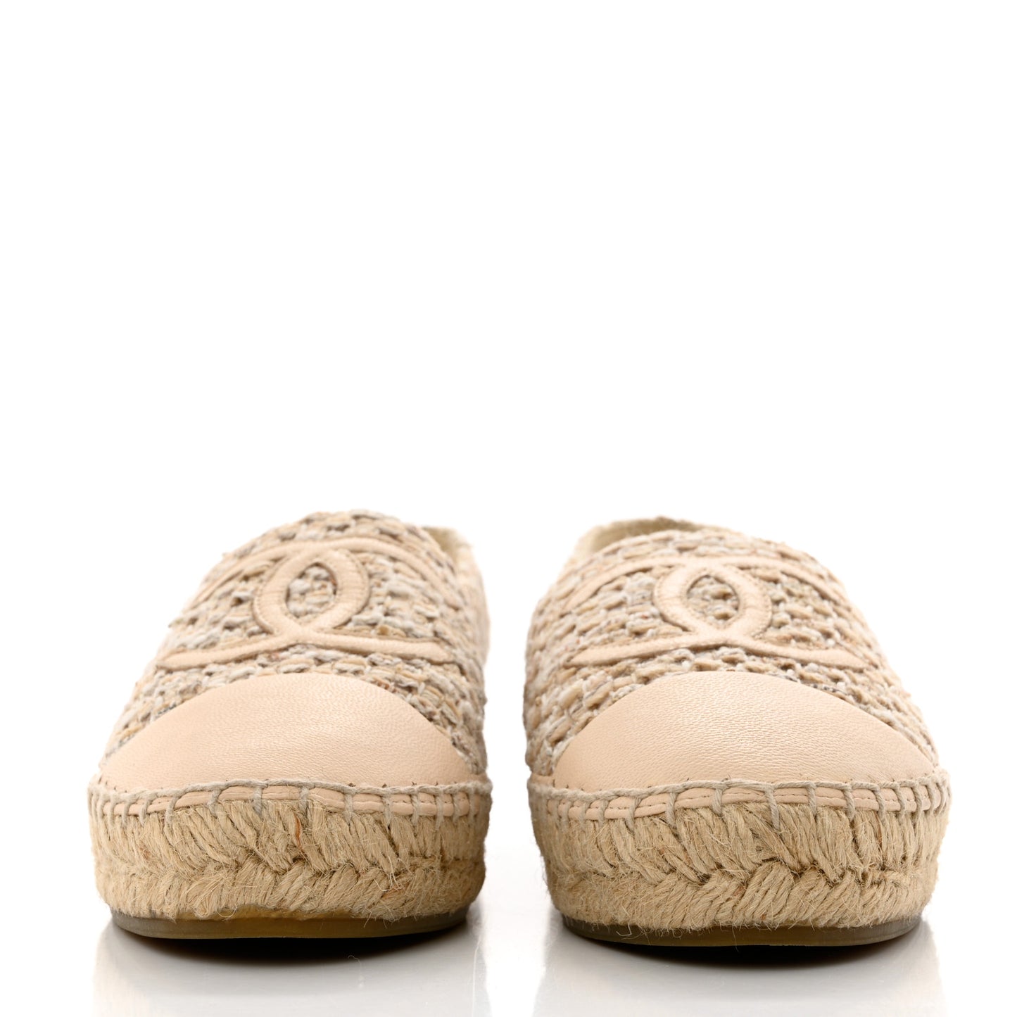 Tweed Lambskin CC Espadrilles 35 Beige