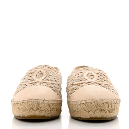 Chanel Tweed Lambskin CC Espadrilles 35 Beige 2 of 12