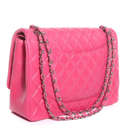 Chanel Lambskin Quilted Maxi Double Flap Dark Pink 3 of 10