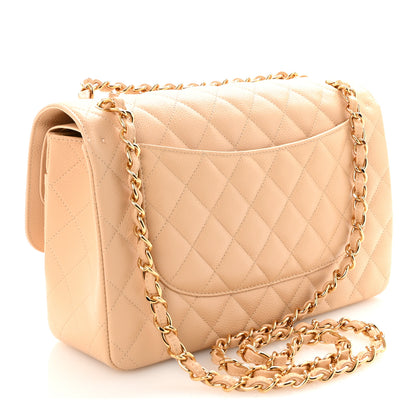 Chanel Caviar Quilted Jumbo Double Flap Beige 3 of 10