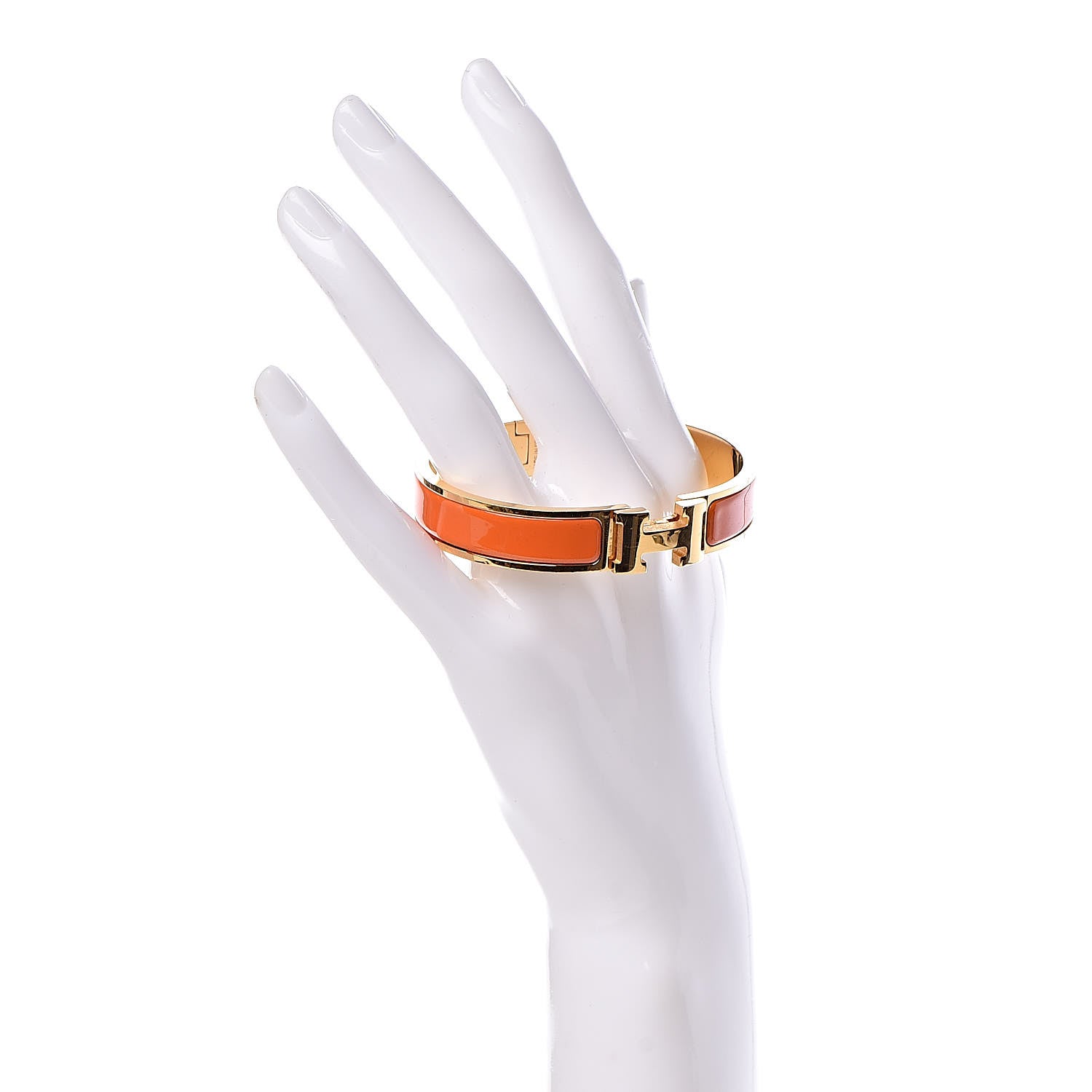 Hermes Enamel Narrow Clic Clac H Bracelet GM Orange 2 of 4