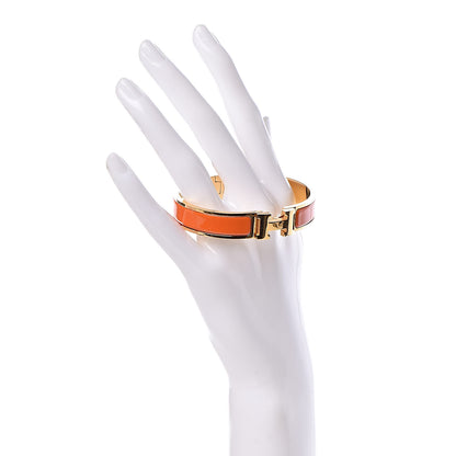 Hermes Enamel Narrow Clic Clac H Bracelet GM Orange 2 of 4