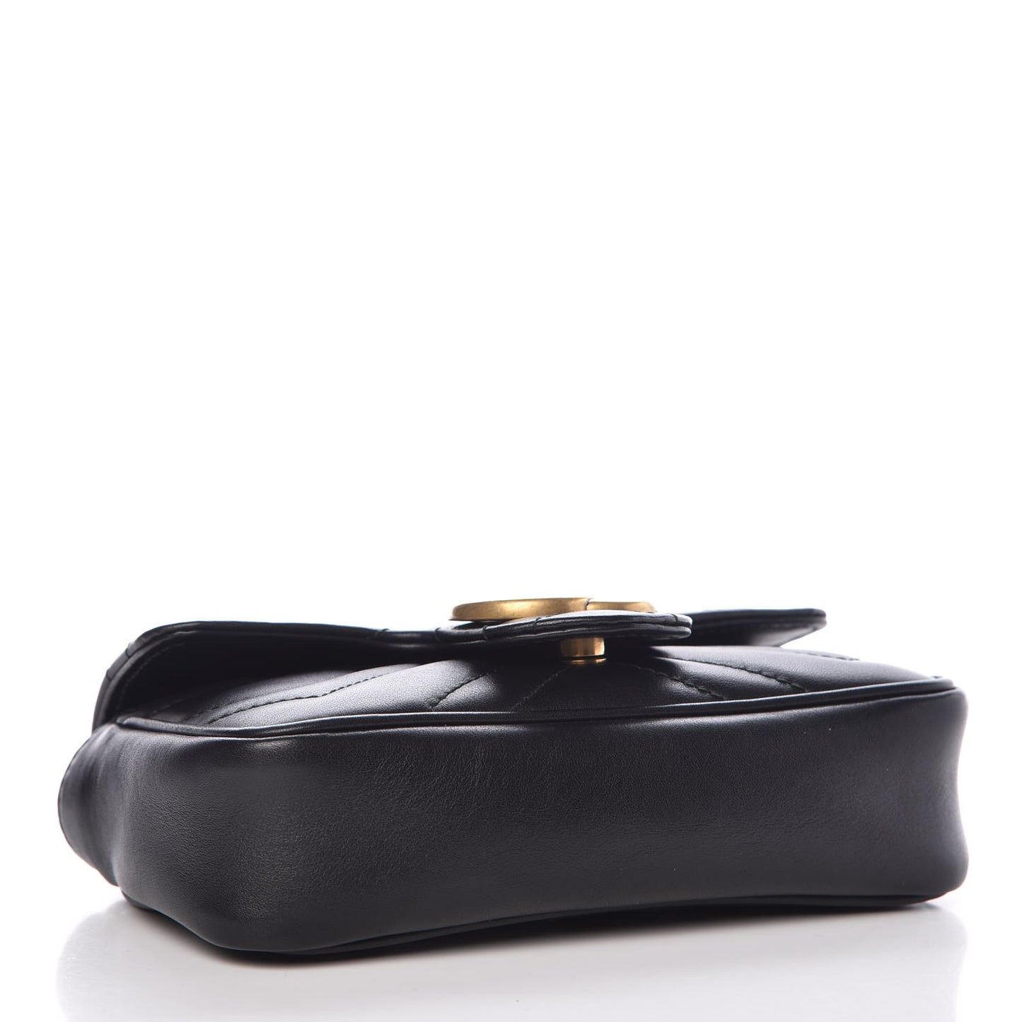 Calfskin Matelasse Super Mini GG Marmont Shoulder Bag Black