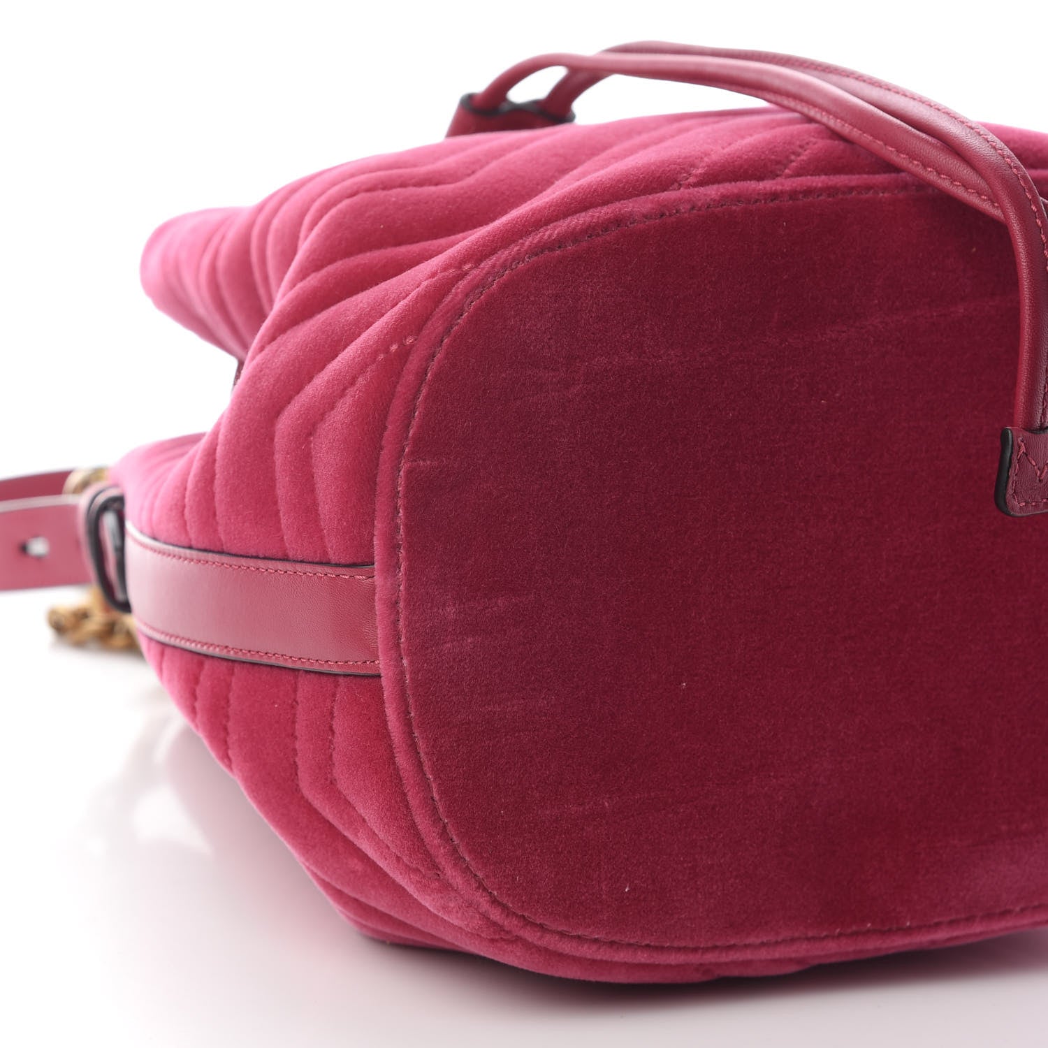 Gucci Velvet Matelasse GG Marmont Bucket Bag Light Raspberry Rose 5 of 9