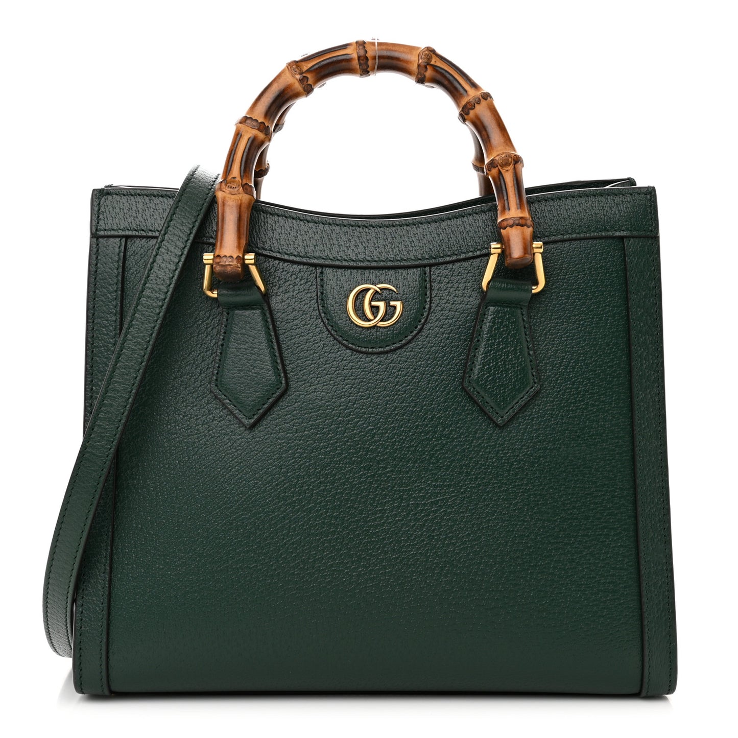 Textured Dollar Calfskin Web Small Diana Tote Bag Green