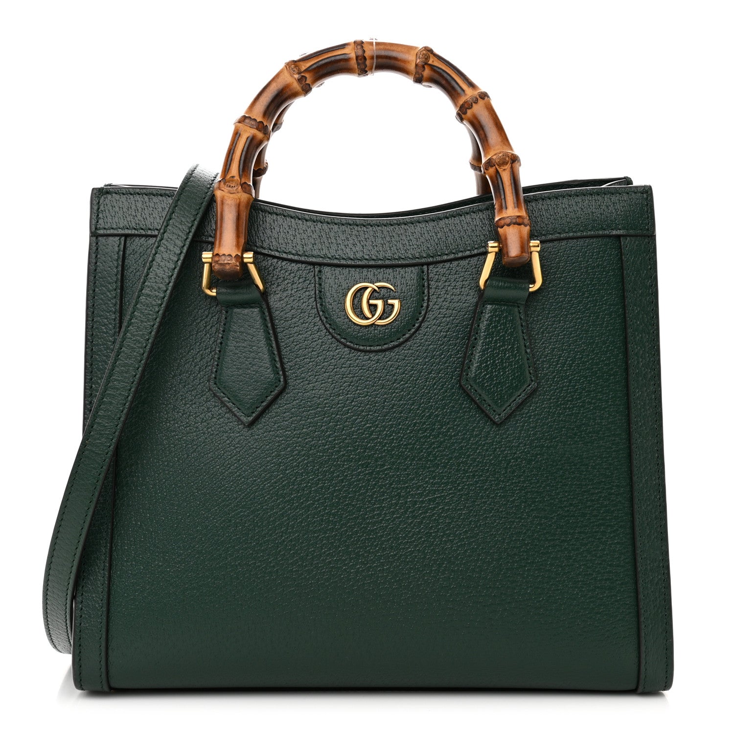 Gucci Textured Dollar Calfskin Web Small Diana Tote Bag Green 1 of 15