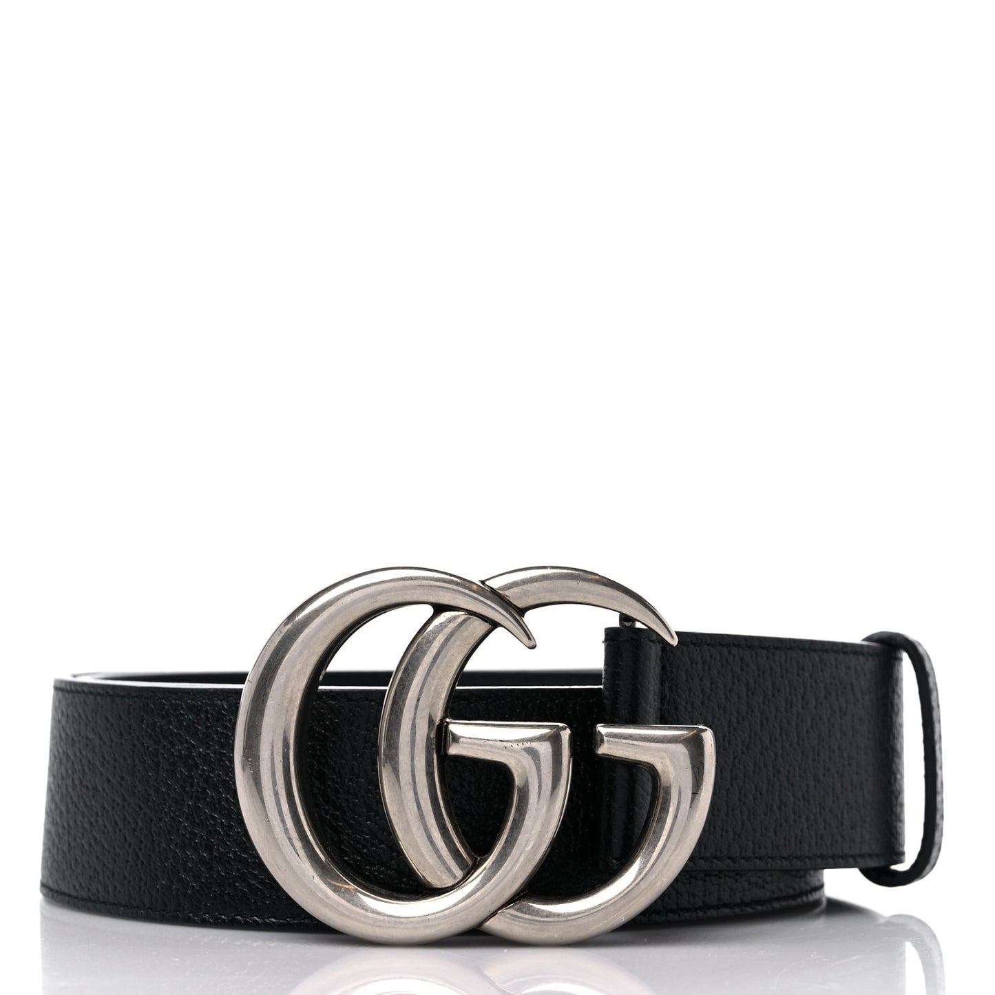 Textured Dollar Calfskin Nickel Double G 40mm Belt 90 36 Black
