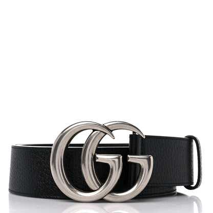 Gucci Textured Dollar Calfskin Nickel Double G 40mm Belt 90 36 Black 1 of 6