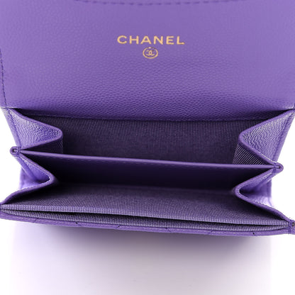Chanel Caviar Quilted Flap Card Holder Wallet Purple 3 of 6