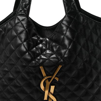 Saint Laurent Lambskin Quilted Maxi Icare Shopping Tote Black 9 of 11