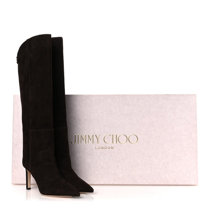 Jimmy Choo Suede Alizze 85 Knee High Boots 37.5 Chocolate 10 of 10