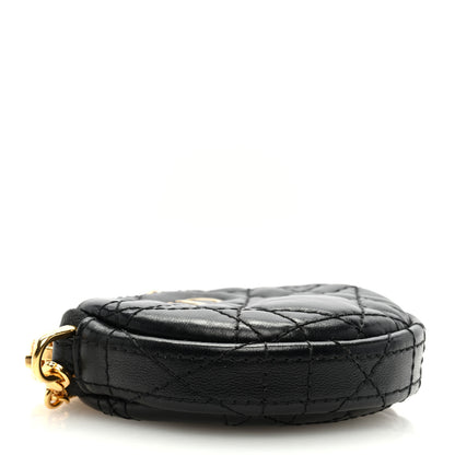 Christian Dior Lambskin Mini Cannage Round Caro Crossbody Pouch Black 4 of 8