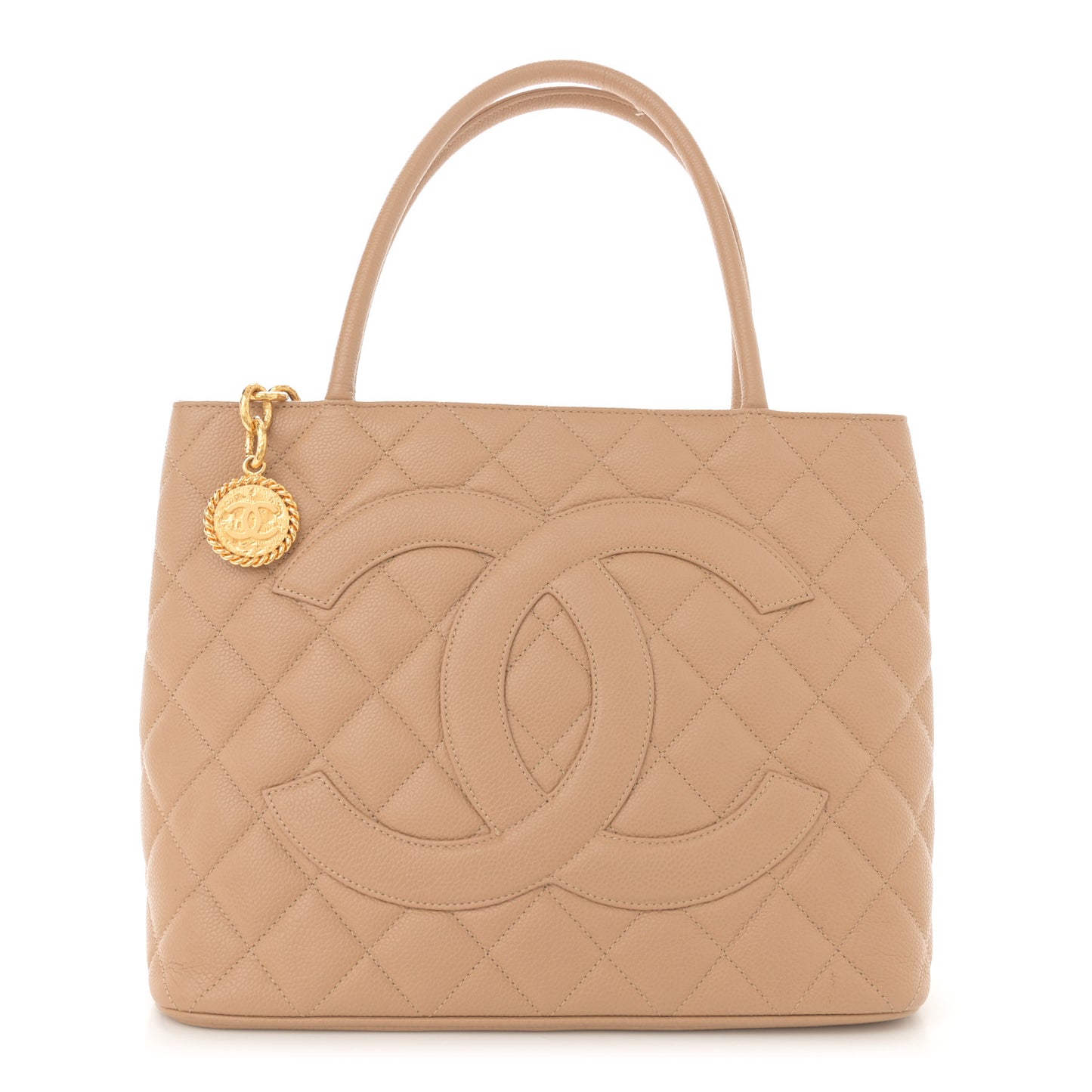 Caviar Quilted Medallion Tote Beige