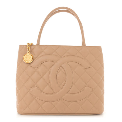 Chanel Caviar Quilted Medallion Tote Beige 1 of 12