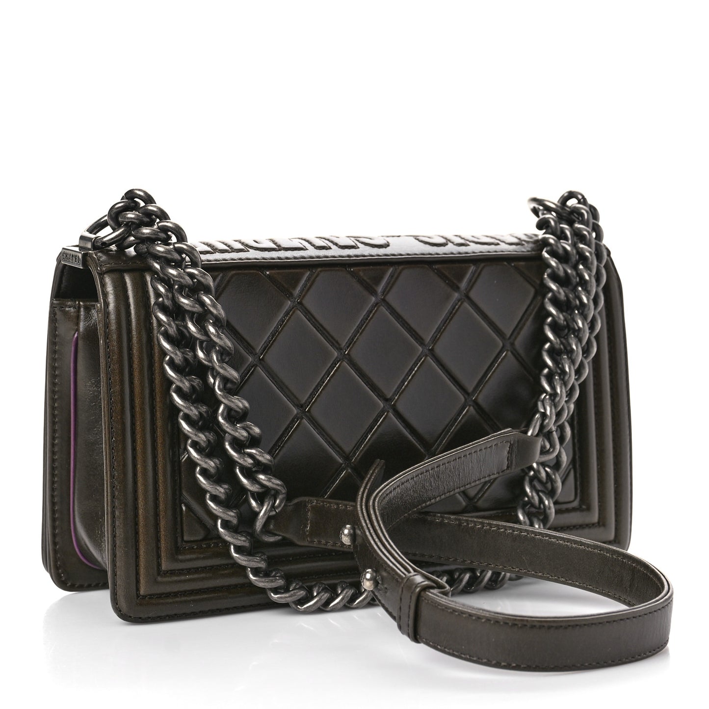 Calfskin Embossed Medium Paris Salzburg Boy Flap Dark Brown