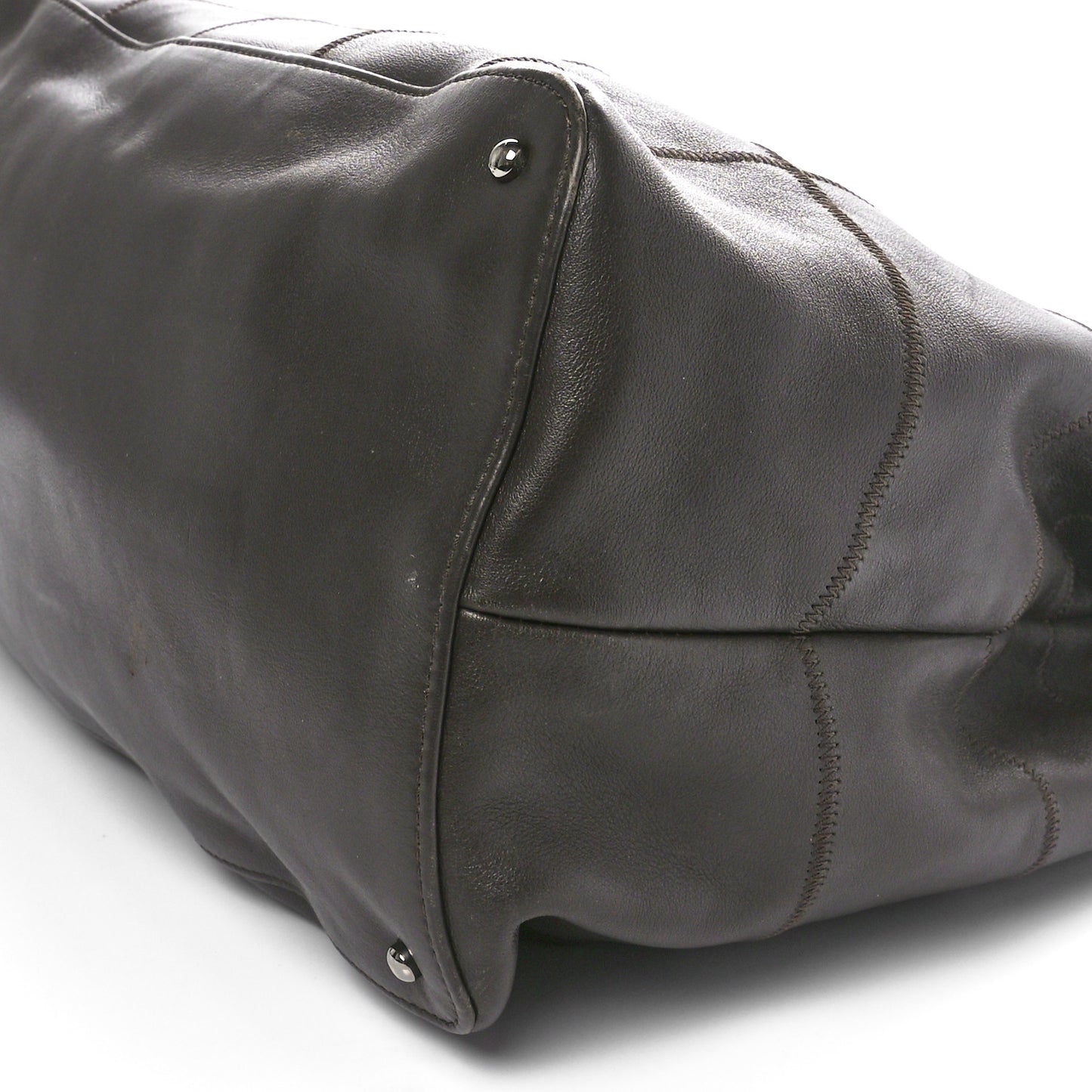 Calfskin Square Stitched Tassel Bag Brown