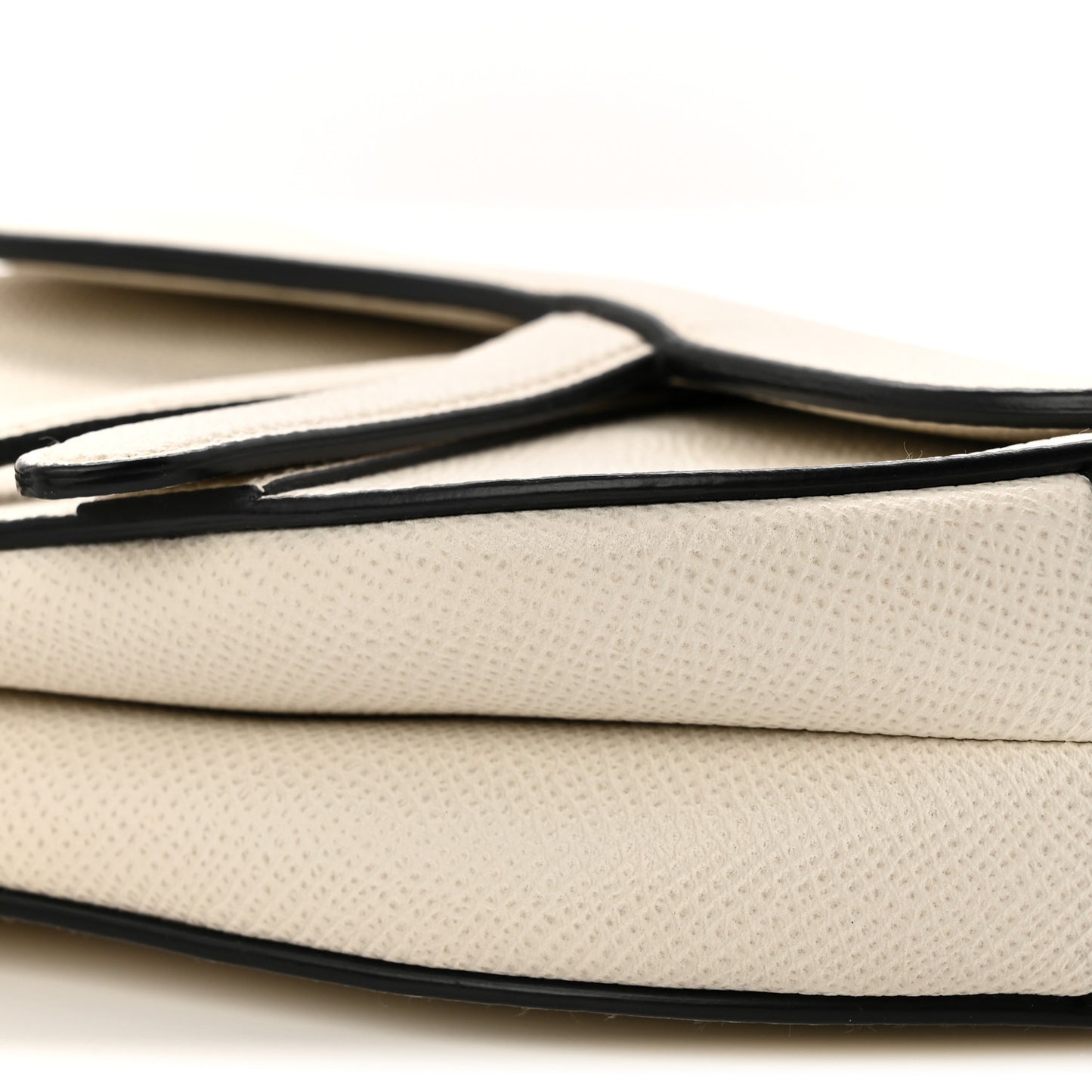 Grained Calfskin Mini Saddle Bag White