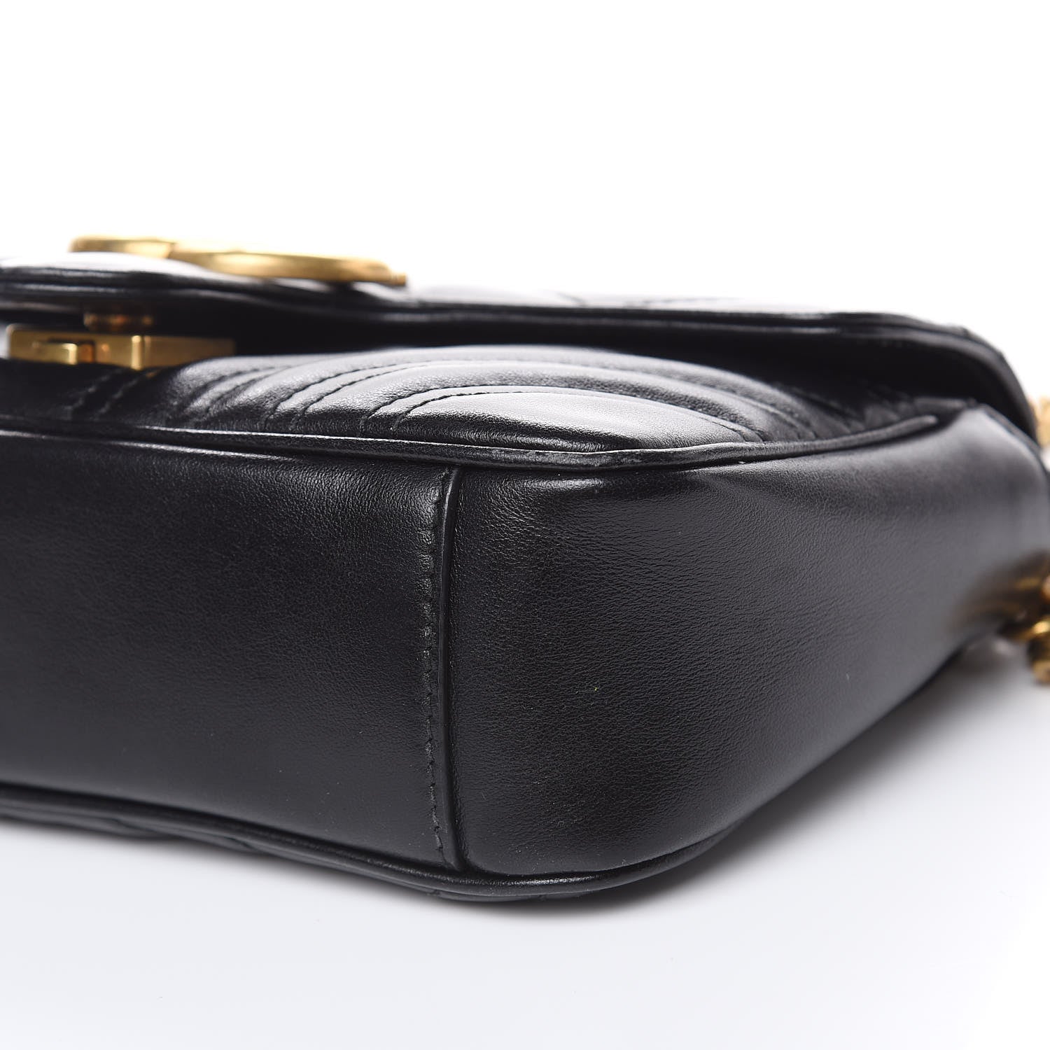 Gucci Calfskin Matelasse Mini GG Marmont Shoulder Bag Black 9 of 11