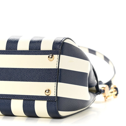 Dolce & Gabbana Dauphine Embroidered Striped Print Medium Miss Sicily Satchel White 9 of 9