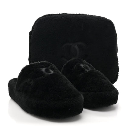 Chanel Shearling CC Flat Mules 39 Black 9 of 16