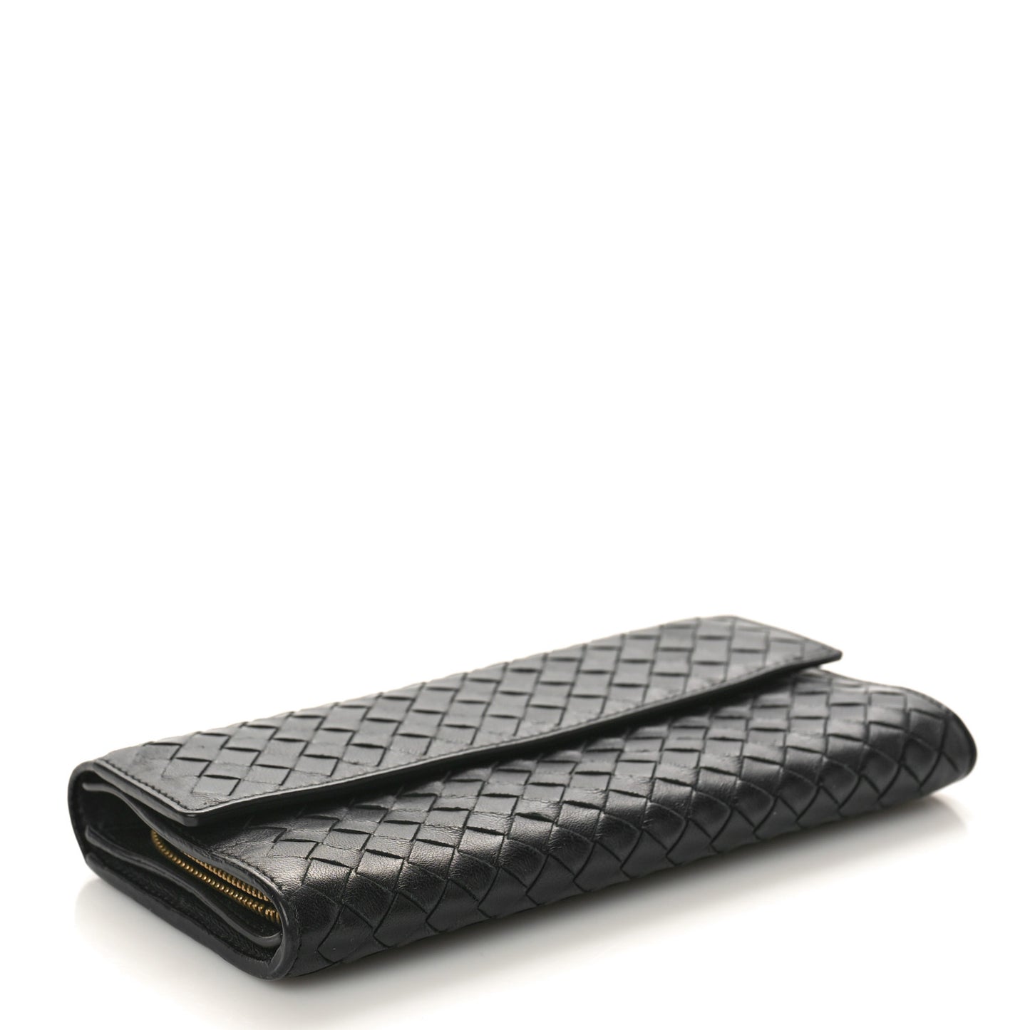 Nappa Intrecciato Continental Flap Wallet Black