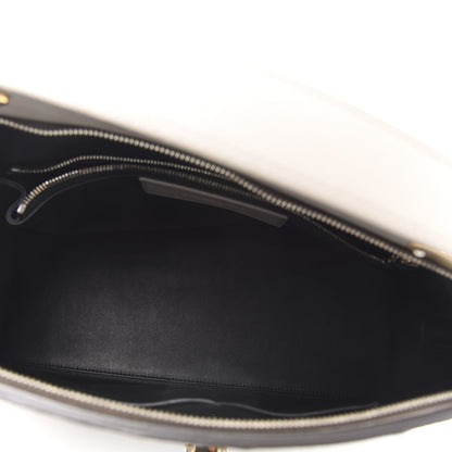 Balenciaga Calfskin Ostrich Trimmed Le Dix M Cartable Shoulder Bag Gris Glace 5 of 11