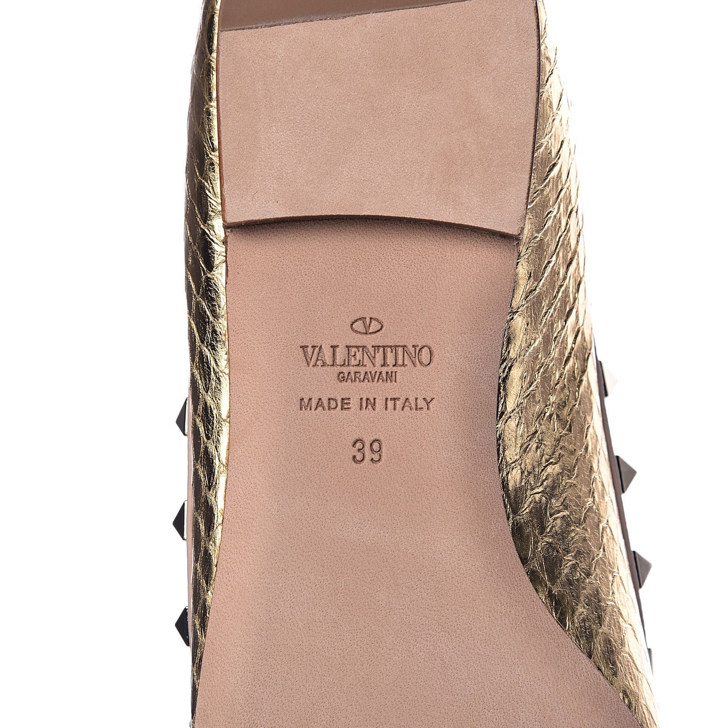 Valentino Garavani Metallic Watersnake Rockstud Ballerina Flats 39 Gold Poudre 7 of 10