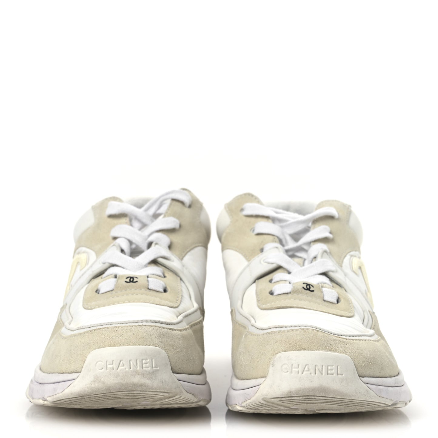 Suede Calfskin Fabric CC Sneakers 39.5 White