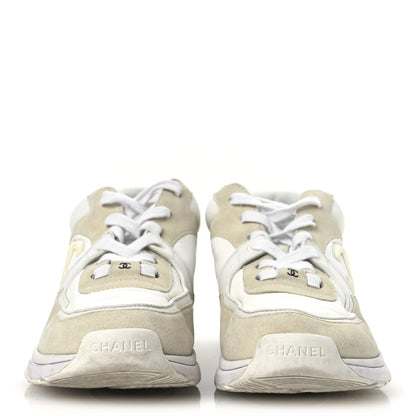 Chanel Suede Calfskin Fabric CC Sneakers 39.5 White 2 of 13