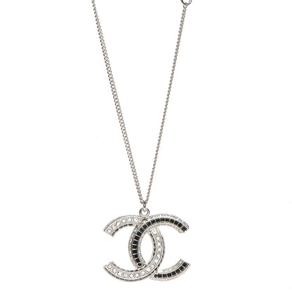 Chanel Baguette Crystal Large CC Necklace Silver Black 1 of 6